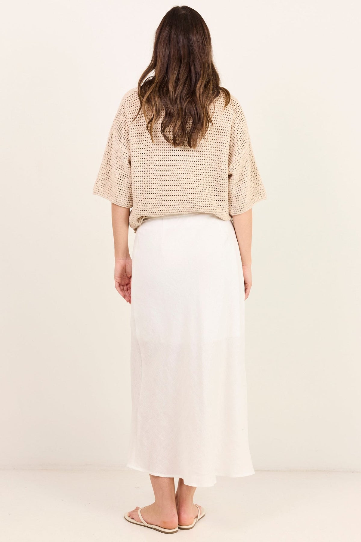 RE:UNION SAIL LINEN WRAP BIAS MAXI SKIRT