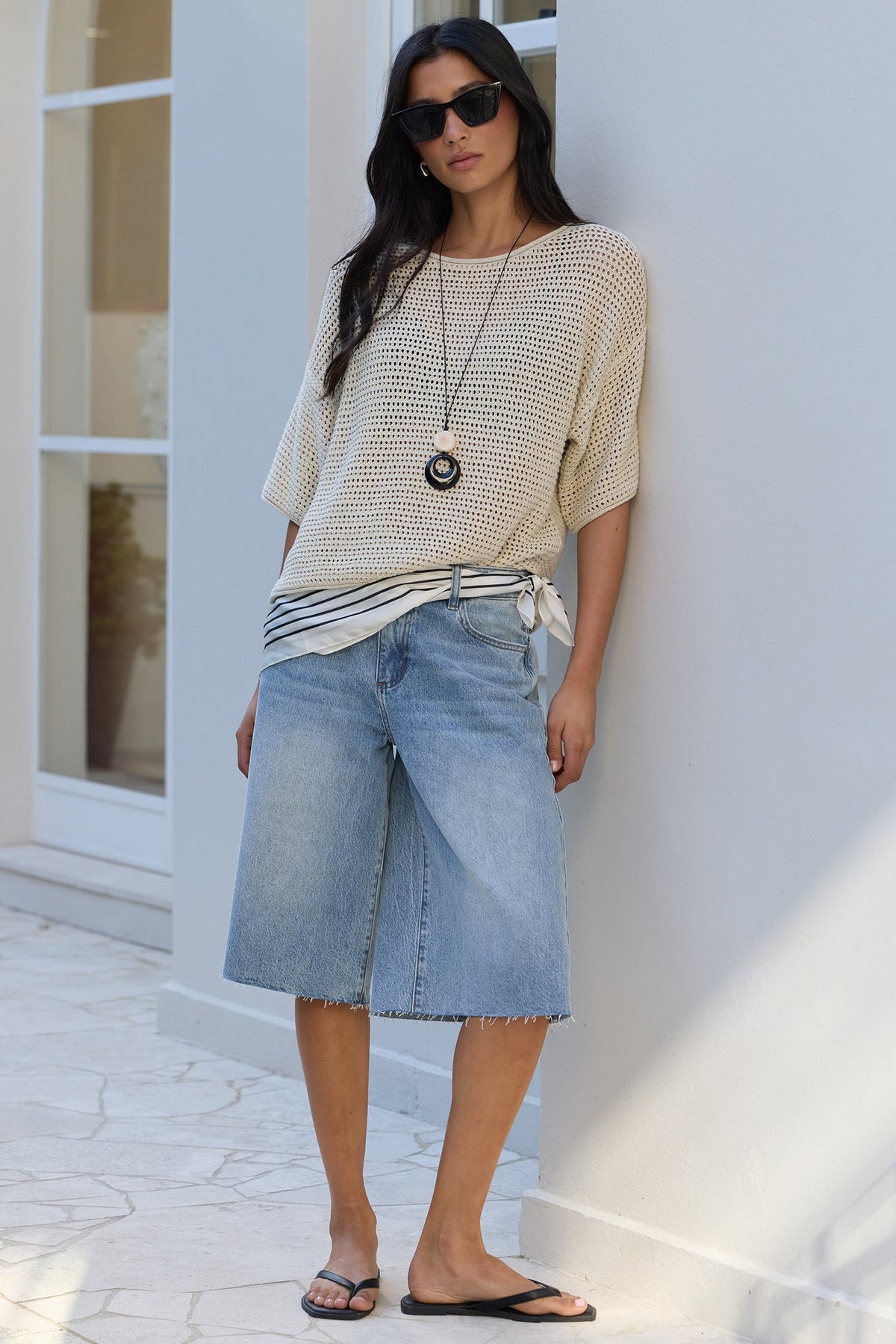 STORIES BE TOLD MAVERICK KNEE LENGTH BERMUDA DENIM SHORTS