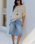 STORIES BE TOLD MAVERICK KNEE LENGTH BERMUDA DENIM SHORTS