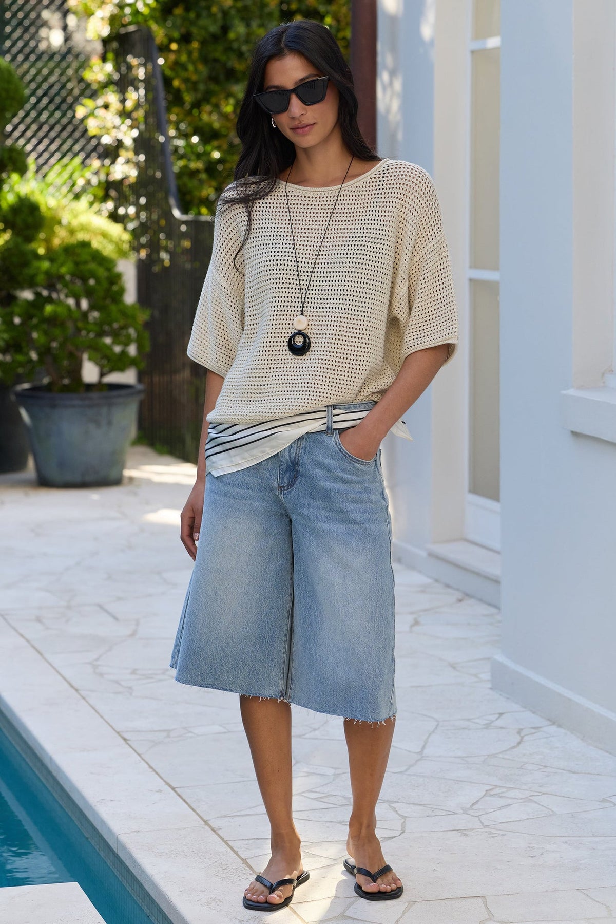 STORIES BE TOLD MAVERICK KNEE LENGTH BERMUDA DENIM SHORTS