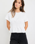 AMONG THE BRAVE SVELTE SHIRRED DETAIL SS TEE