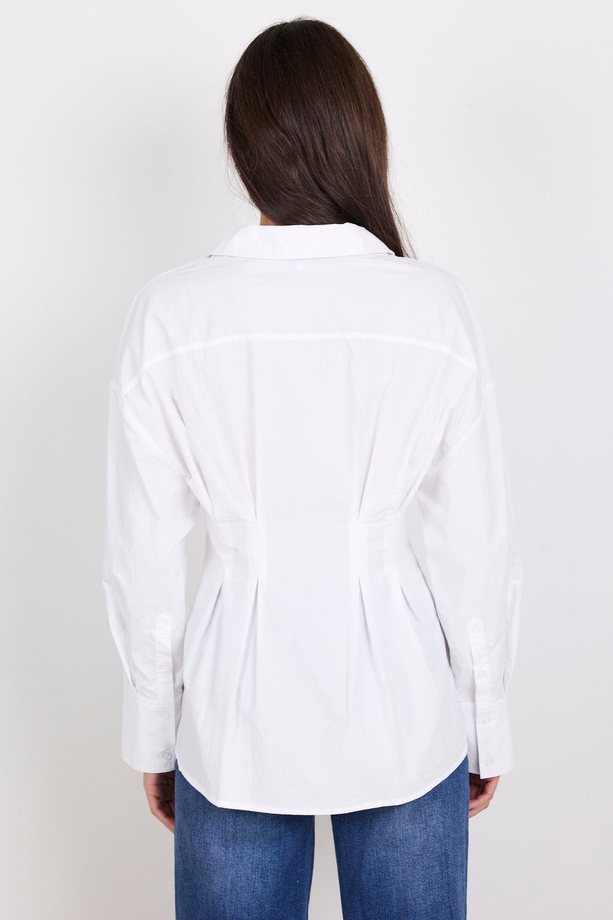STORIES BE TOLD TIME KEEPER COTTON POPLIN CORSET DETAIL WAIST SHIRT