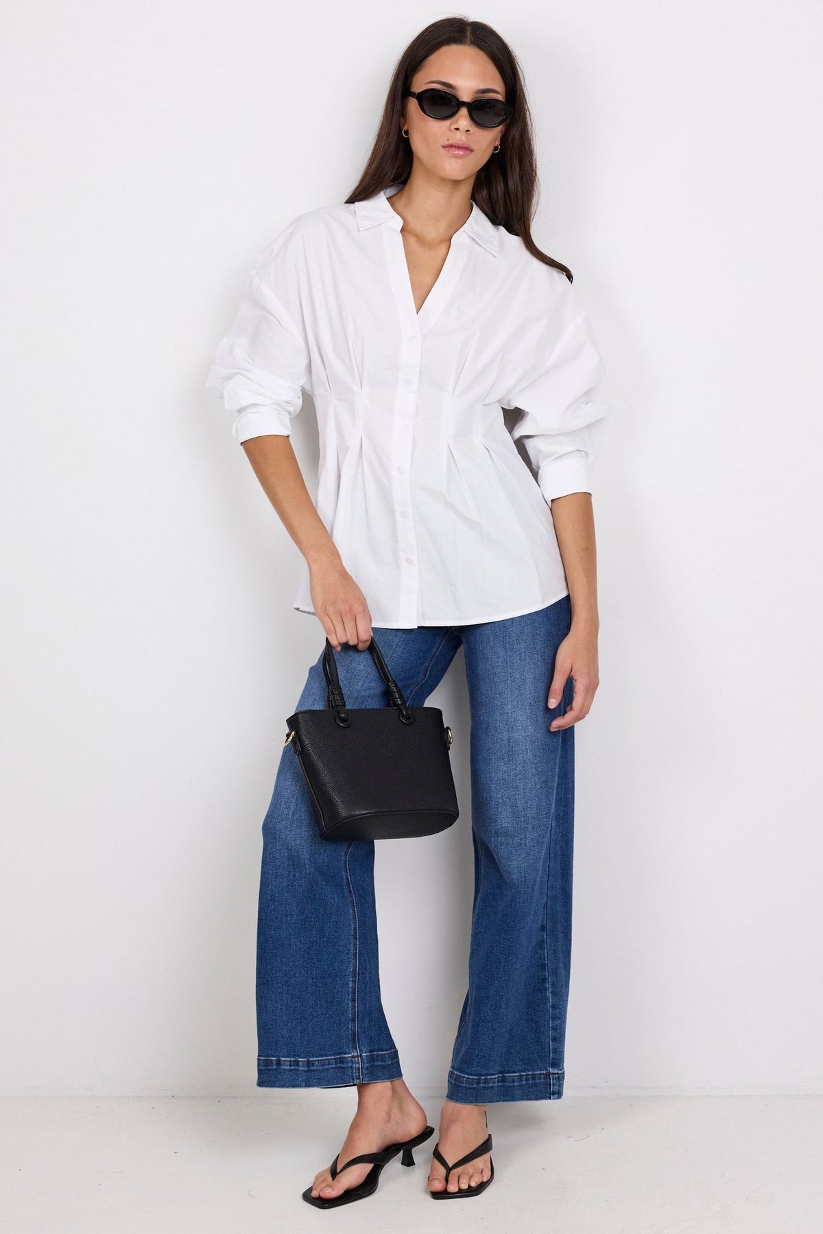 STORIES BE TOLD TIME KEEPER COTTON POPLIN CORSET DETAIL WAIST SHIRT