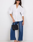STORIES BE TOLD TIME KEEPER COTTON POPLIN CORSET DETAIL WAIST SHIRT
