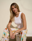 BY ROSA. TRAVEL TROPICAL POSTCARD WIDE LEG PULL ON PANTS