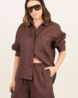 RE:UNION LIFESTYLE LINEN TIE WAIST SHORTS