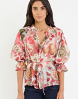 BY ROSA. USHER WOODLAND BELTED BUTTON FRONT TOP