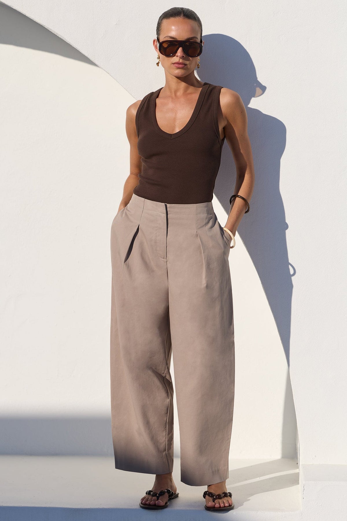 STORIES BE TOLD MANIFESTO FRONT PLEAT BARREL LEG PANTS