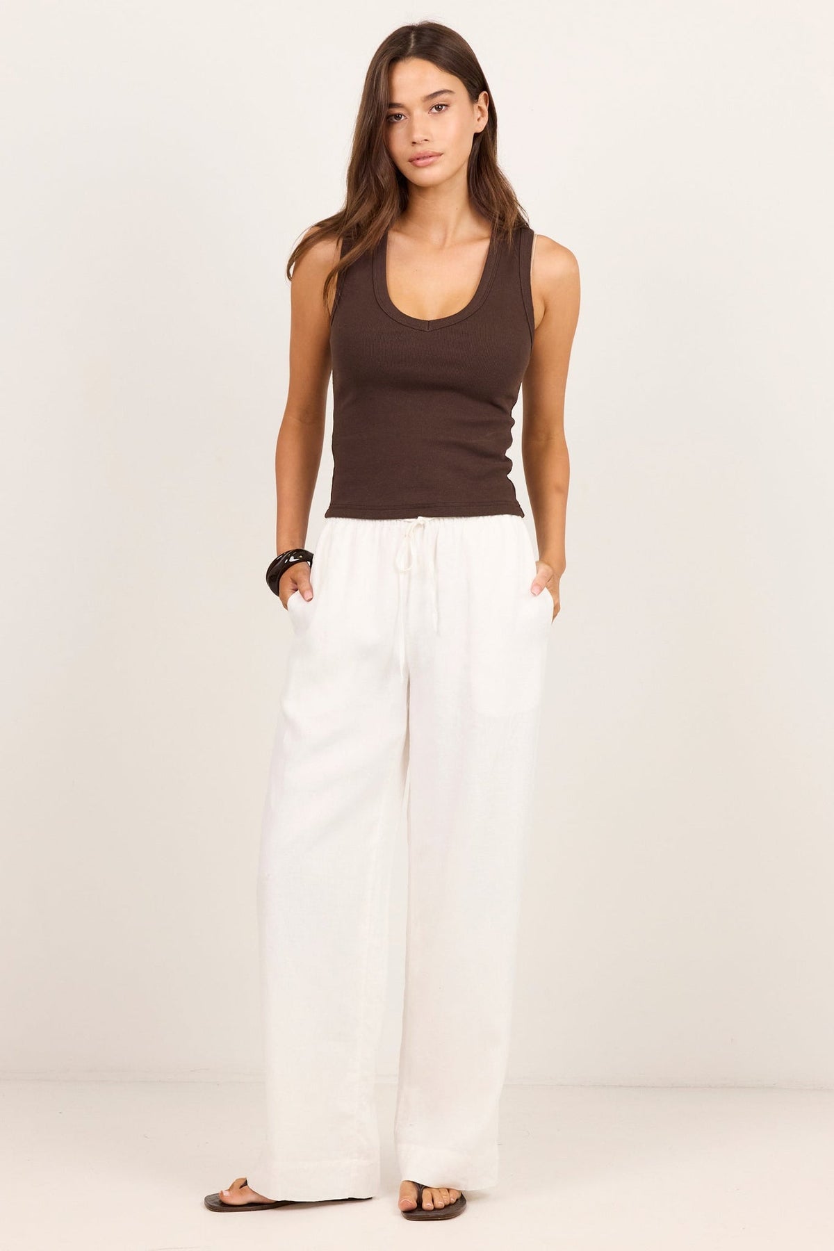REUNION WELLNESS LINEN PULL ON WIDE LEG PANTS