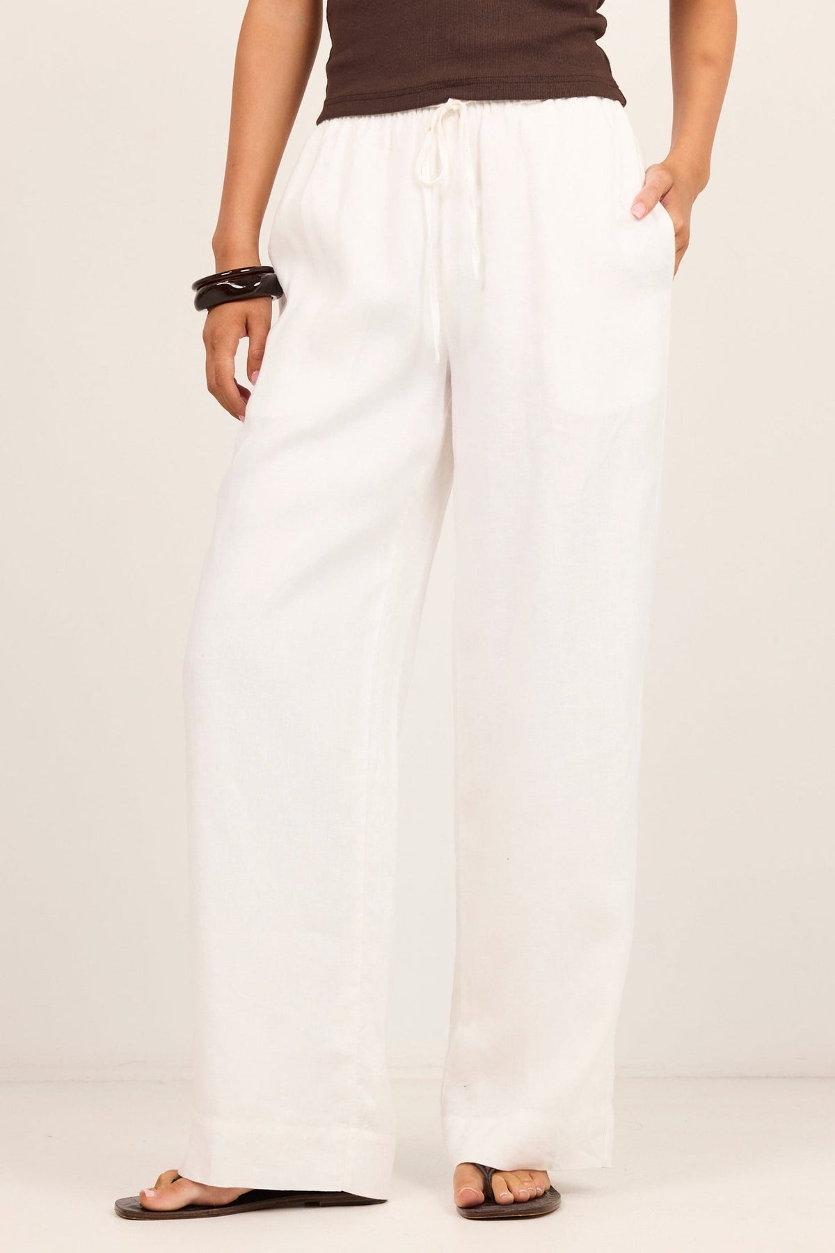 REUNION WELLNESS LINEN PULL ON WIDE LEG PANTS
