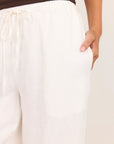 REUNION WELLNESS LINEN PULL ON WIDE LEG PANTS