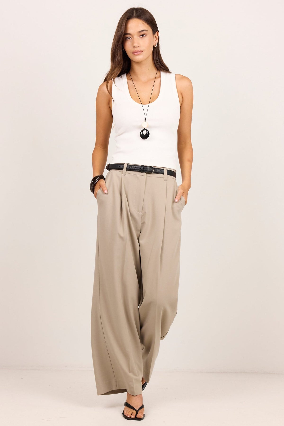 AMONG THE BRAVE CONQUERED RELAXED ADJUSTABLE WAIST WIDE LEG PANTS