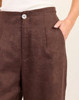 RE:UNION CURATOR LINEN PLEAT FRONT WIDE LEG PANTS