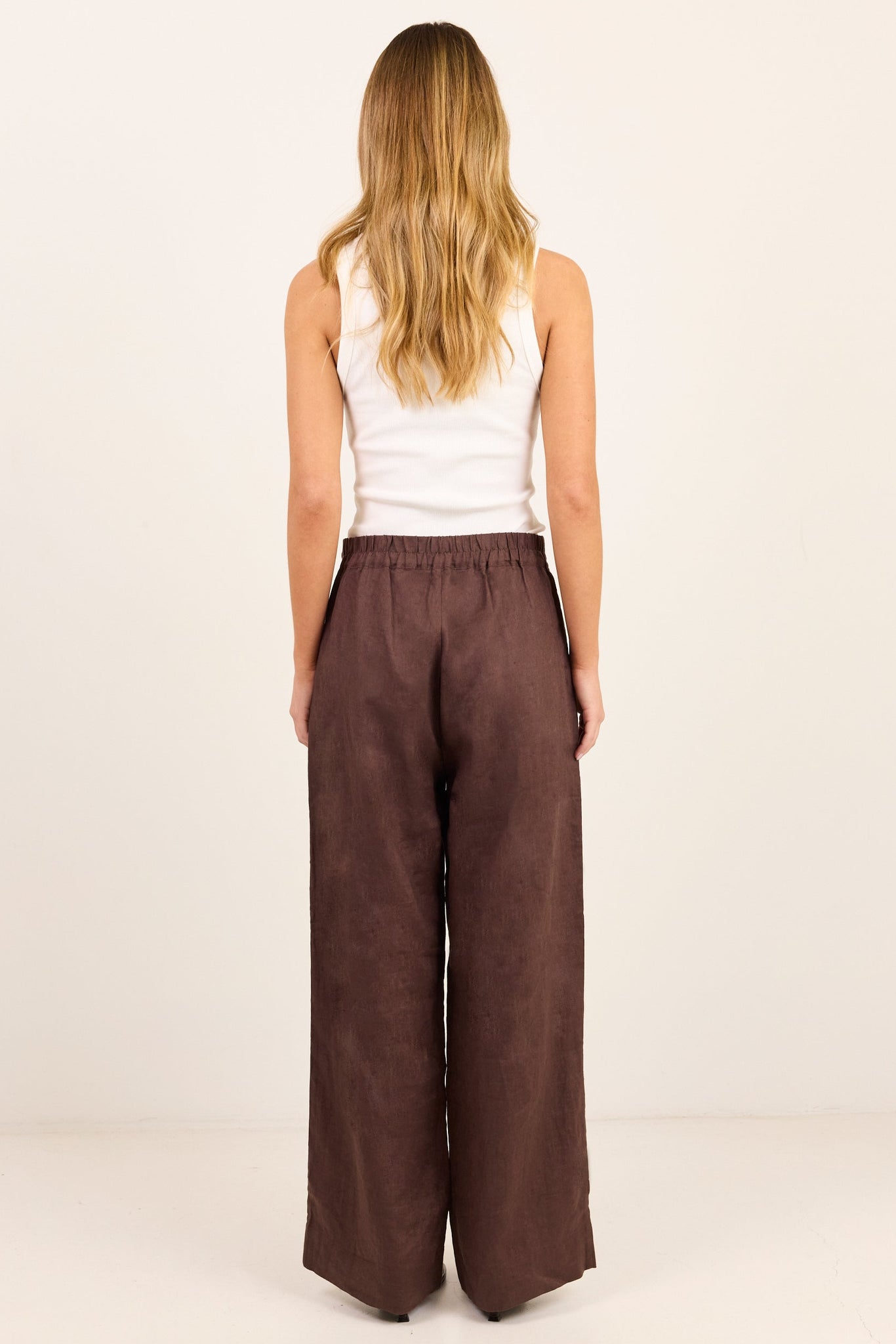 RE:UNION CURATOR LINEN PLEAT FRONT WIDE LEG PANTS