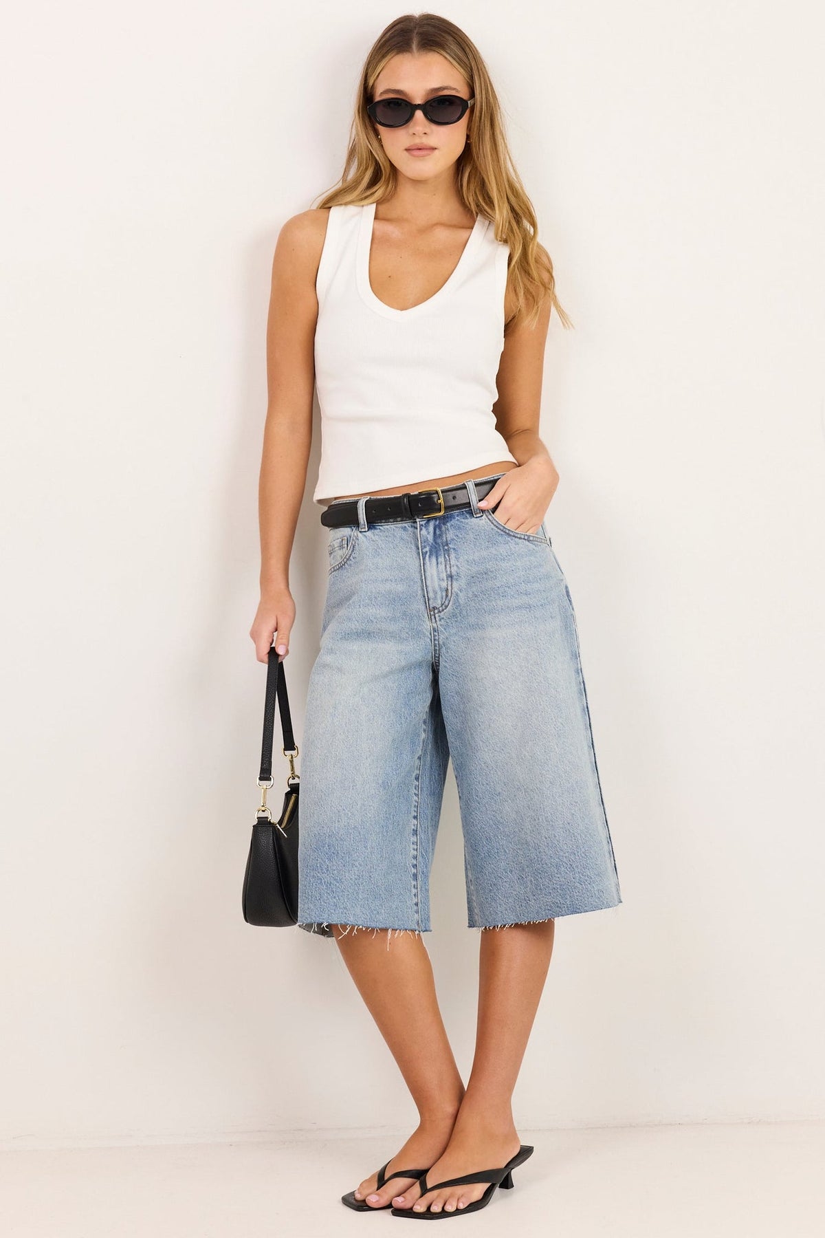 STORIES BE TOLD MAVERICK KNEE LENGTH BERMUDA DENIM SHORTS