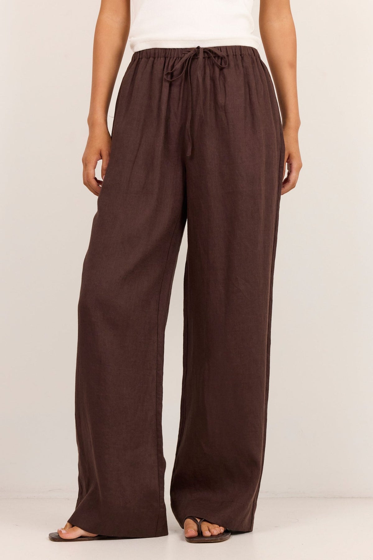 REUNION WELLNESS LINEN PULL ON WIDE LEG PANTS