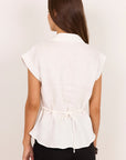 RE:UNION VILLAGER LINEN TIE BACK SHORT SLEEVE SHIRT