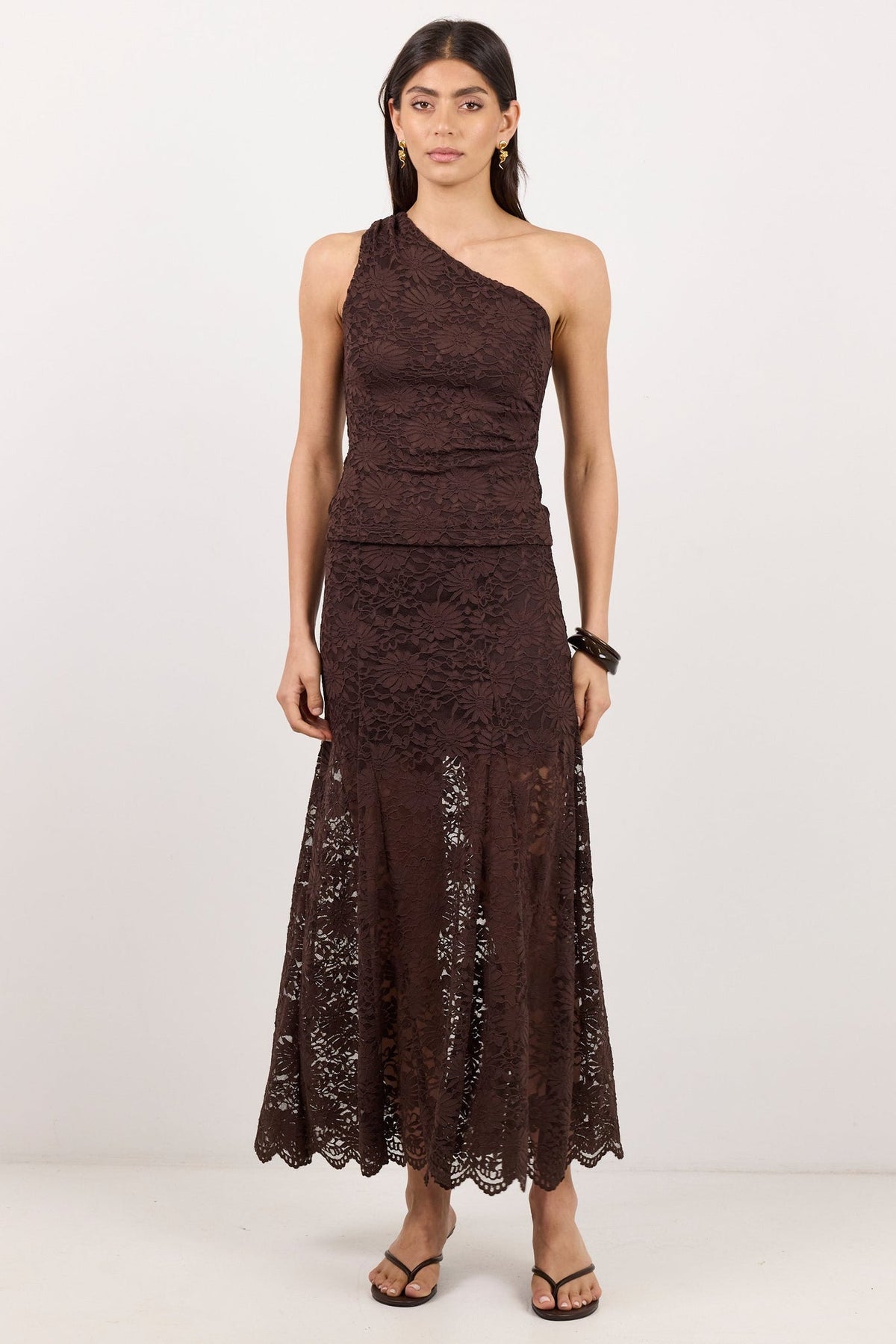 GEORGIA ZOE VIRTUE LACE ONE SHOULDER TOP