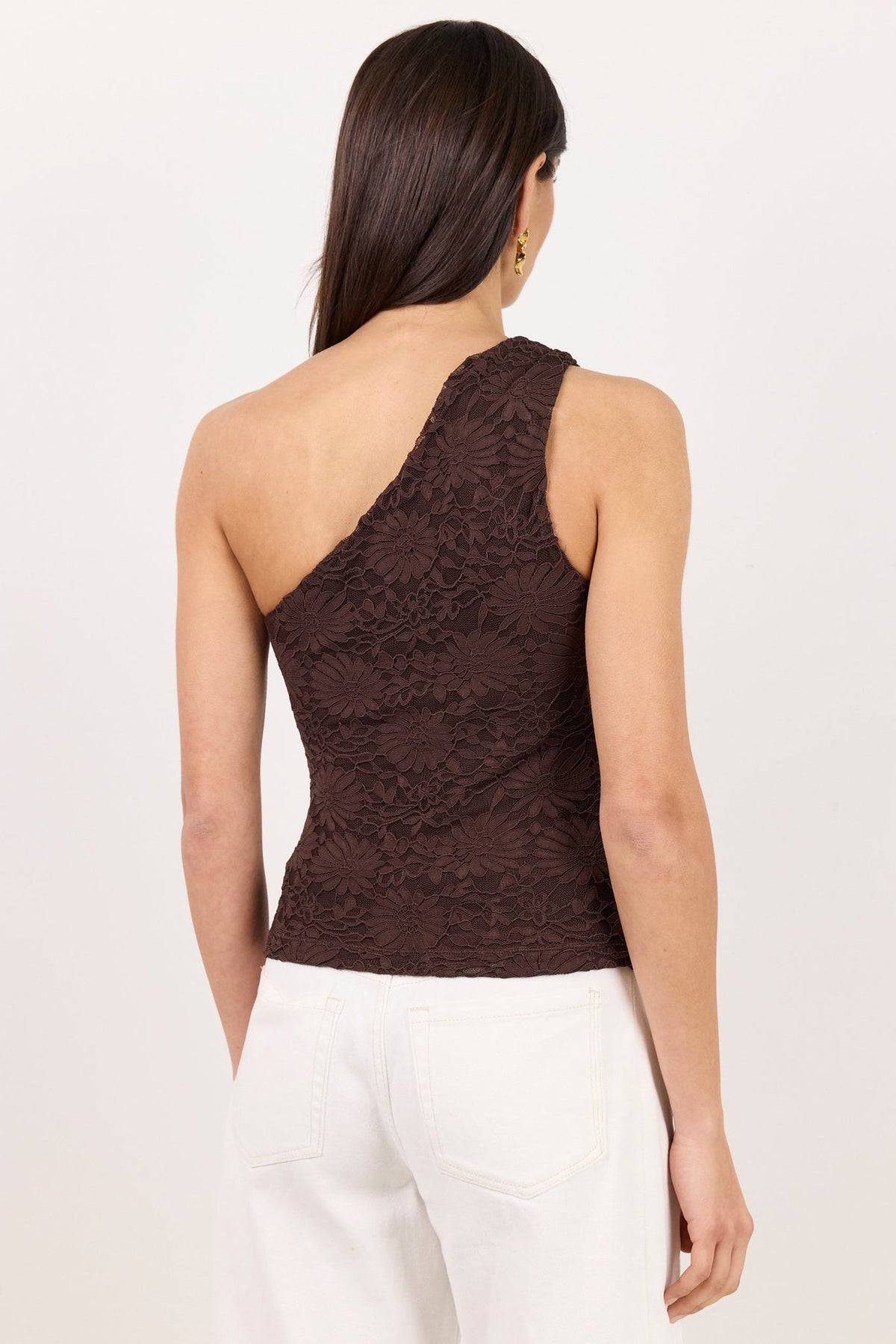 GEORGIA ZOE VIRTUE LACE ONE SHOULDER TOP