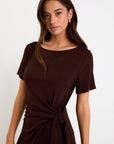 AMONG THE BRAVE VORTEX WAIST TIE KNIT TEE SHIRT DRESS