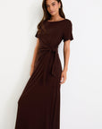 AMONG THE BRAVE VORTEX WAIST TIE KNIT TEE SHIRT DRESS