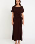 AMONG THE BRAVE VORTEX WAIST TIE KNIT TEE SHIRT DRESS