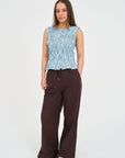 HUFFER STRIPE BRIDGET SHIRRED TOP