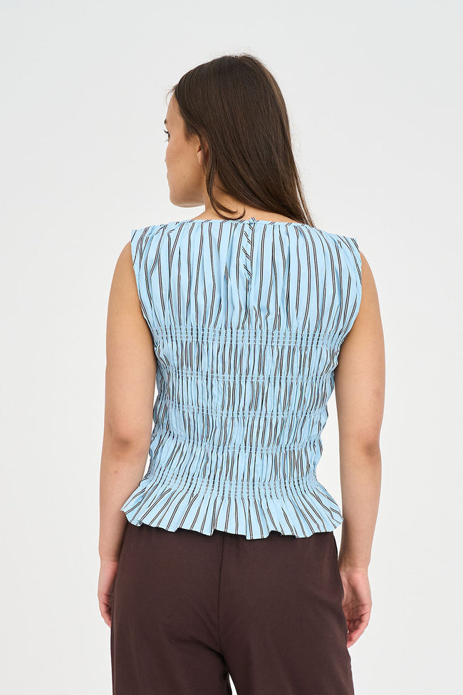 HUFFER STRIPE BRIDGET SHIRRED TOP