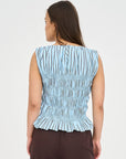 HUFFER STRIPE BRIDGET SHIRRED TOP