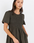RE:UNION WREN SS SHIRRED BODICE MIDI DRESS