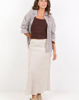 RE:UNION BLISS LINEN BIAS MIDI SKIRT