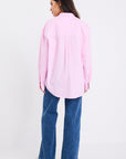 STORIES BE TOLD YOU GO THIS PINK STRIPE OVERSIZED BOYFRIEND SHIRT