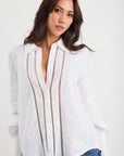 BY ROSA. ZINNIA RAMIE LACE TRIM LONG SLEEVE SHIRT
