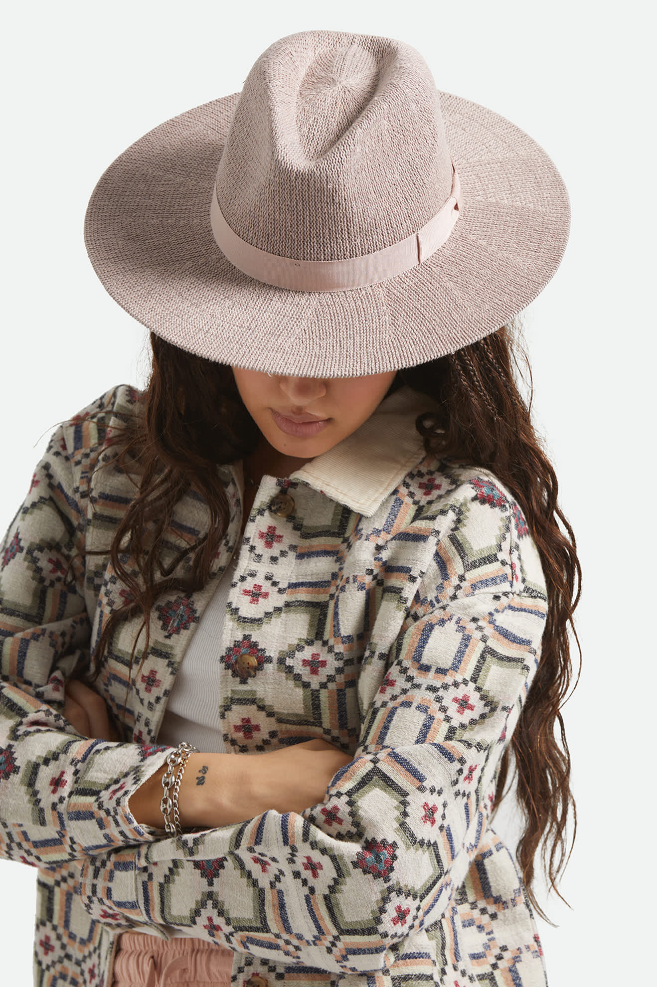BRIXTON LYONS KNIT PACKABLE HAT - CHALK PINK