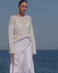 RE:UNION LAGOS LINEN BLEND BIAS MAXI SKIRT
