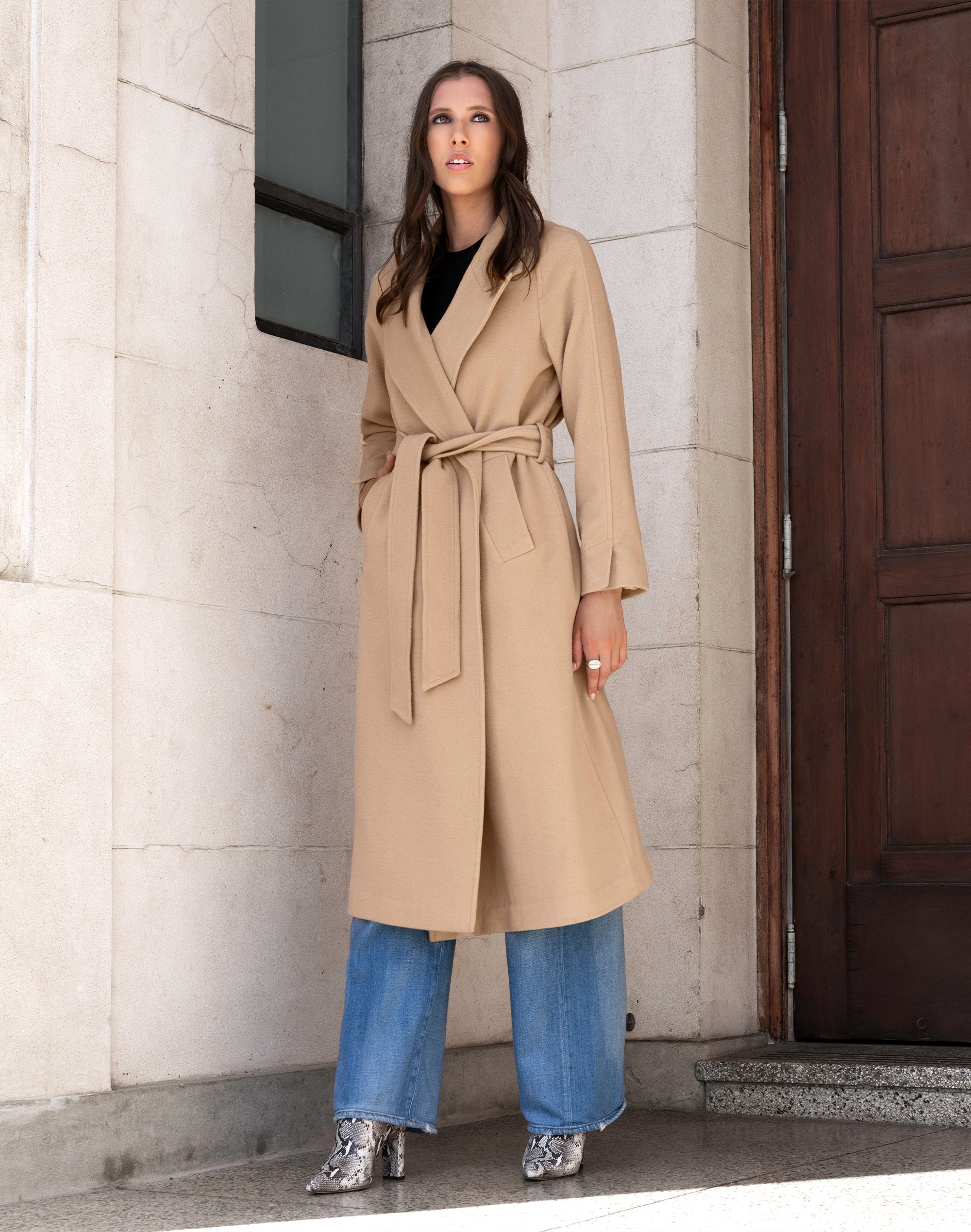 STORM CHIEF WOOL BELTED WRAP COAT