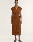 STAPLE THE LABEL SOLENE WRAP MIDI DRESS
