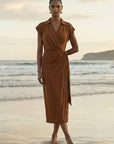 STAPLE THE LABEL SOLENE WRAP MIDI DRESS