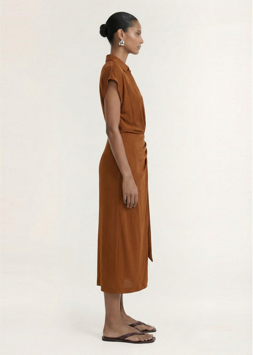 STAPLE THE LABEL SOLENE WRAP MIDI DRESS