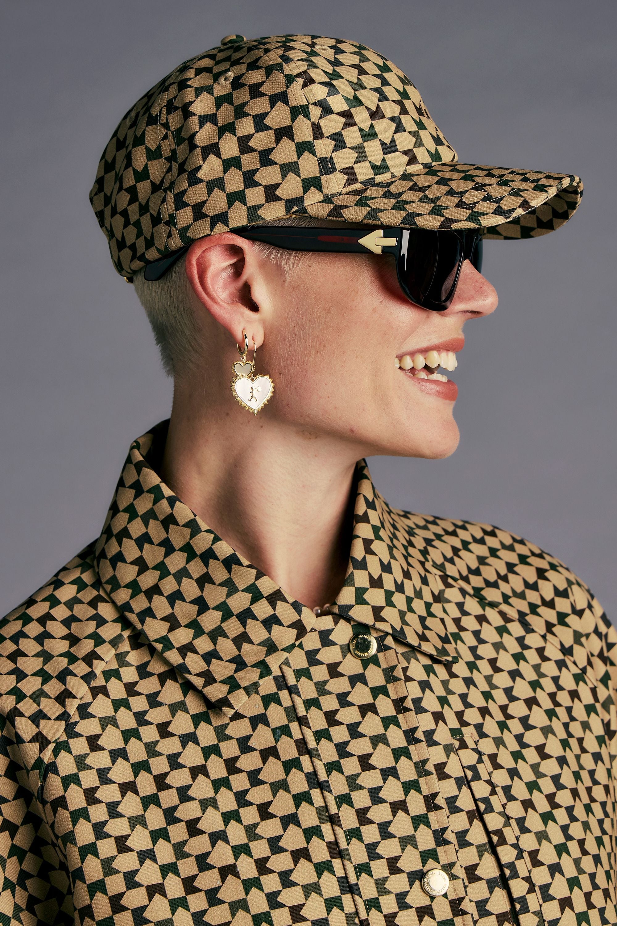 KAREN WALKER MONOGRAM CHECK CAP