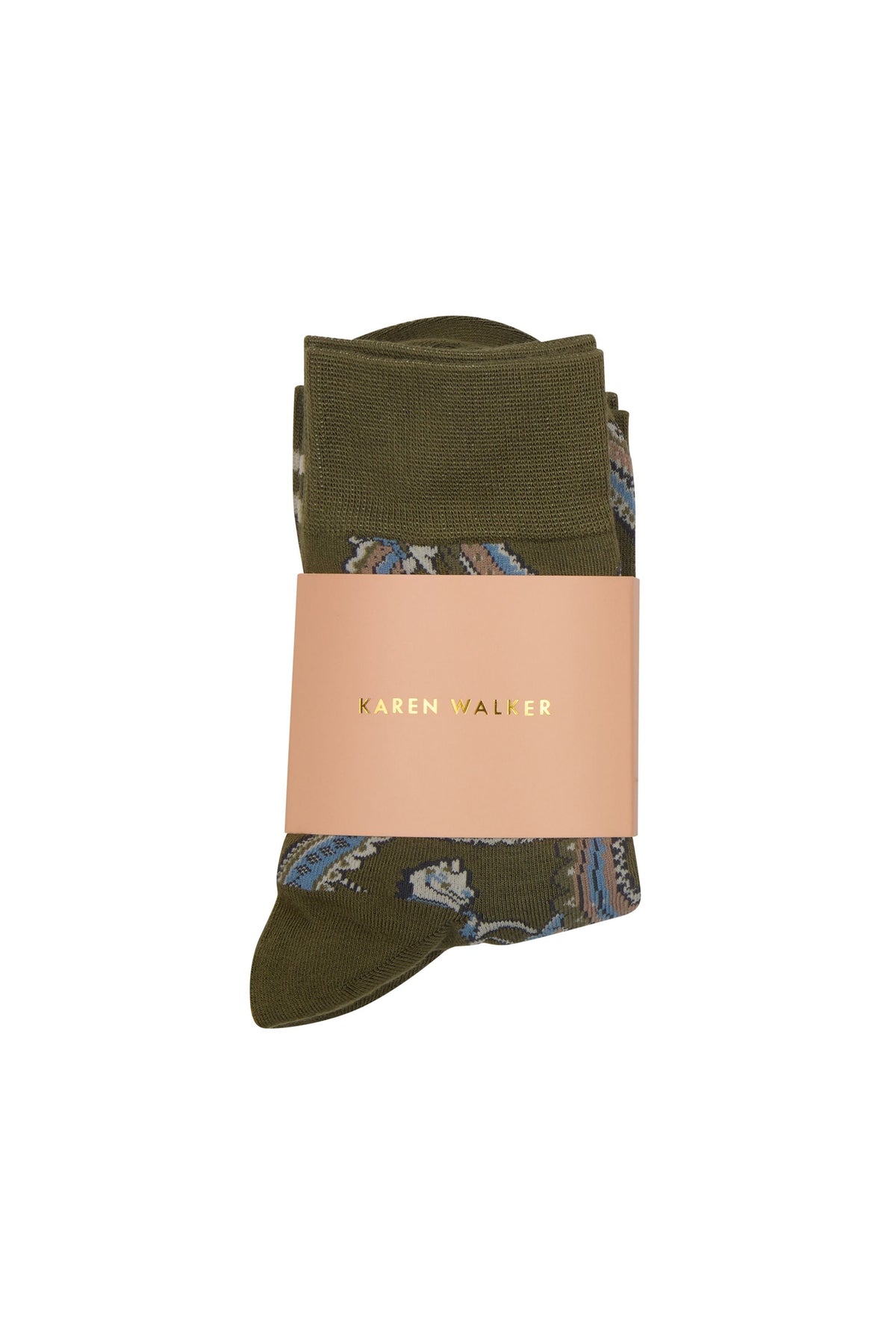 KAREN WALKER CAROUSEL SOCKS 2 PACK - GREEN MULTI