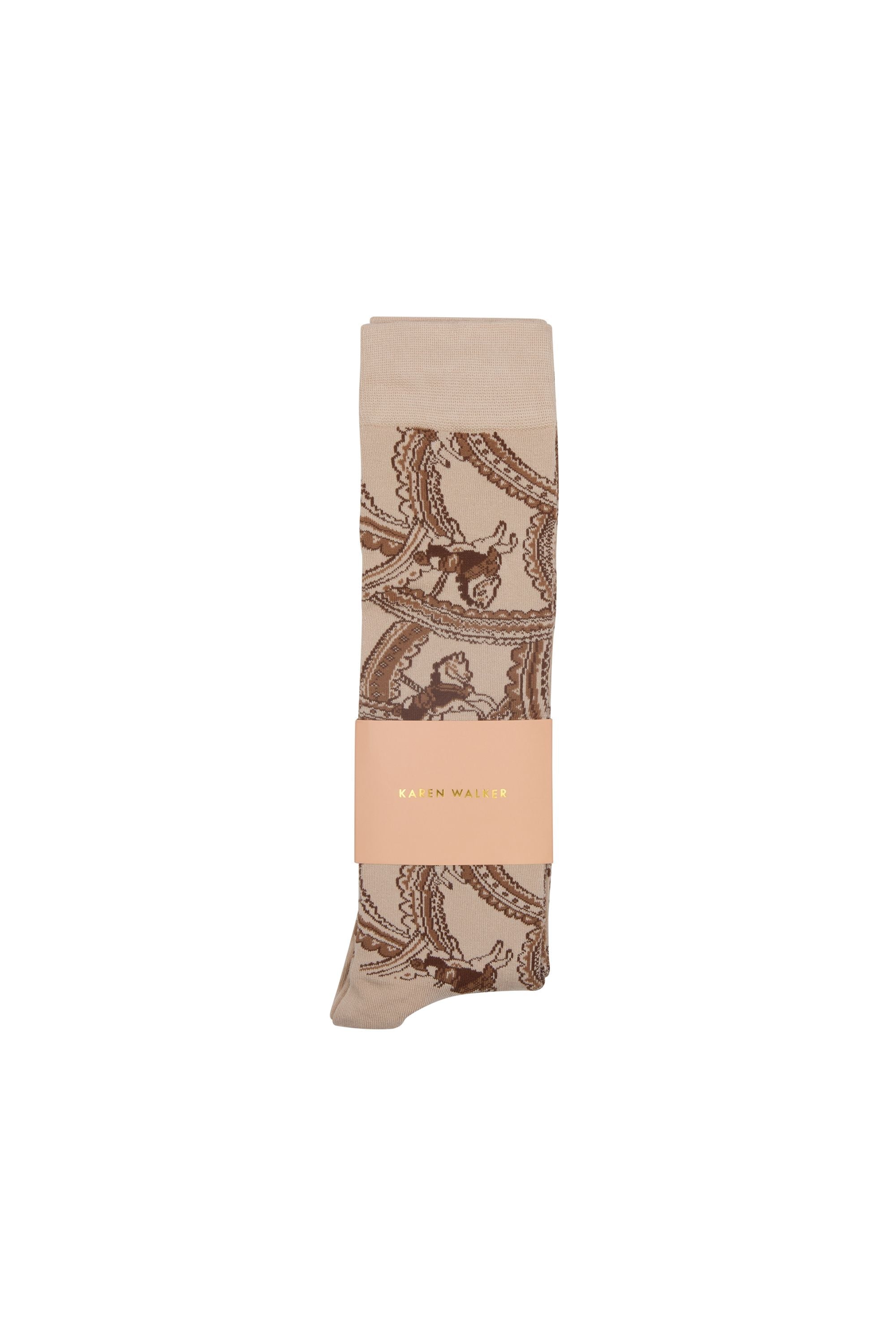 KAREN WALKER CAROUSEL KNEEHIGH SOCKS 2 PACK - CREAM MULTI