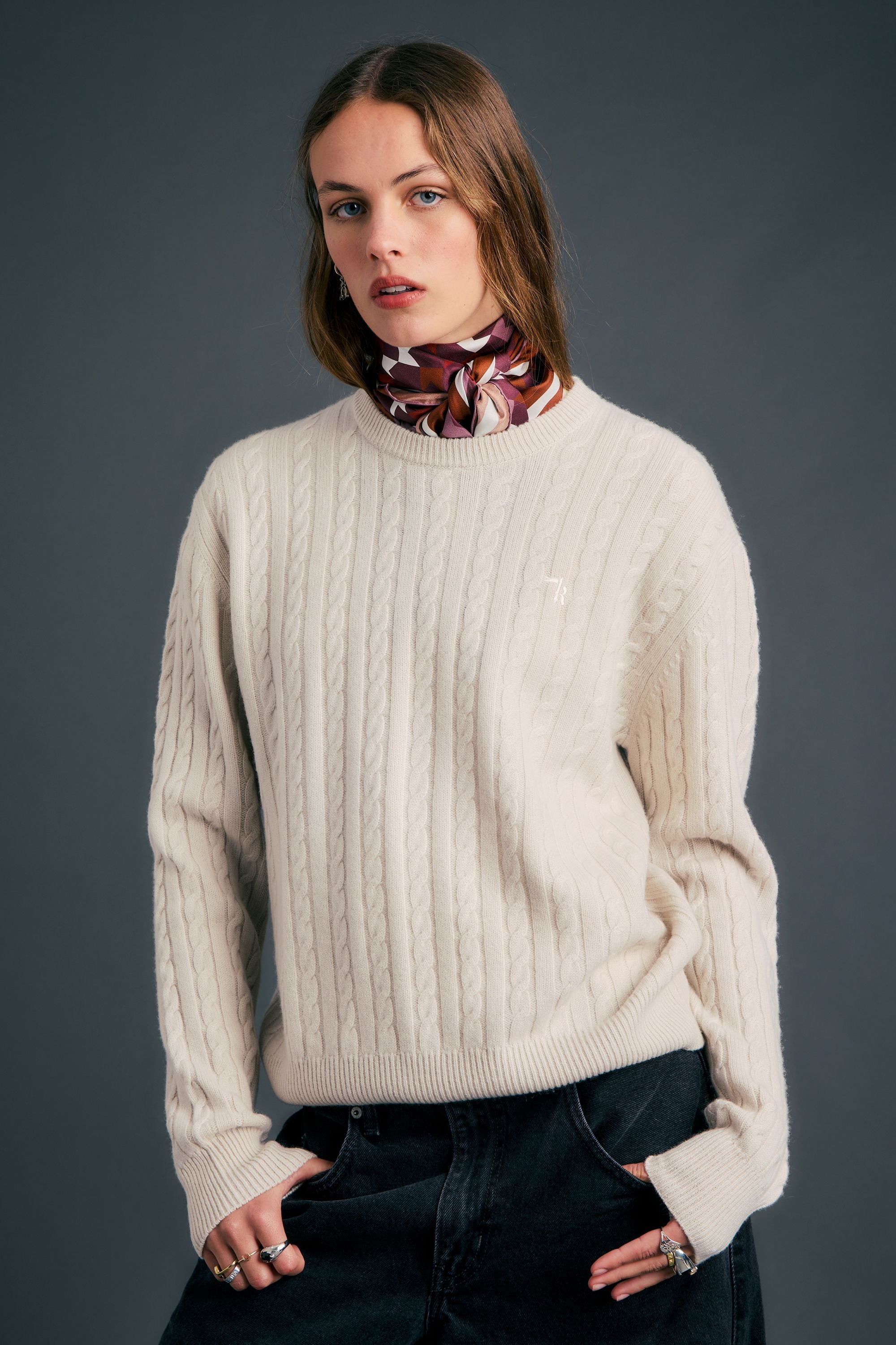 KAREN WALKER CLASSIC CABLE KNIT SWEATER