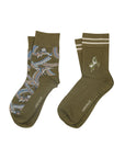KAREN WALKER CAROUSEL SOCKS 2 PACK - GREEN MULTI