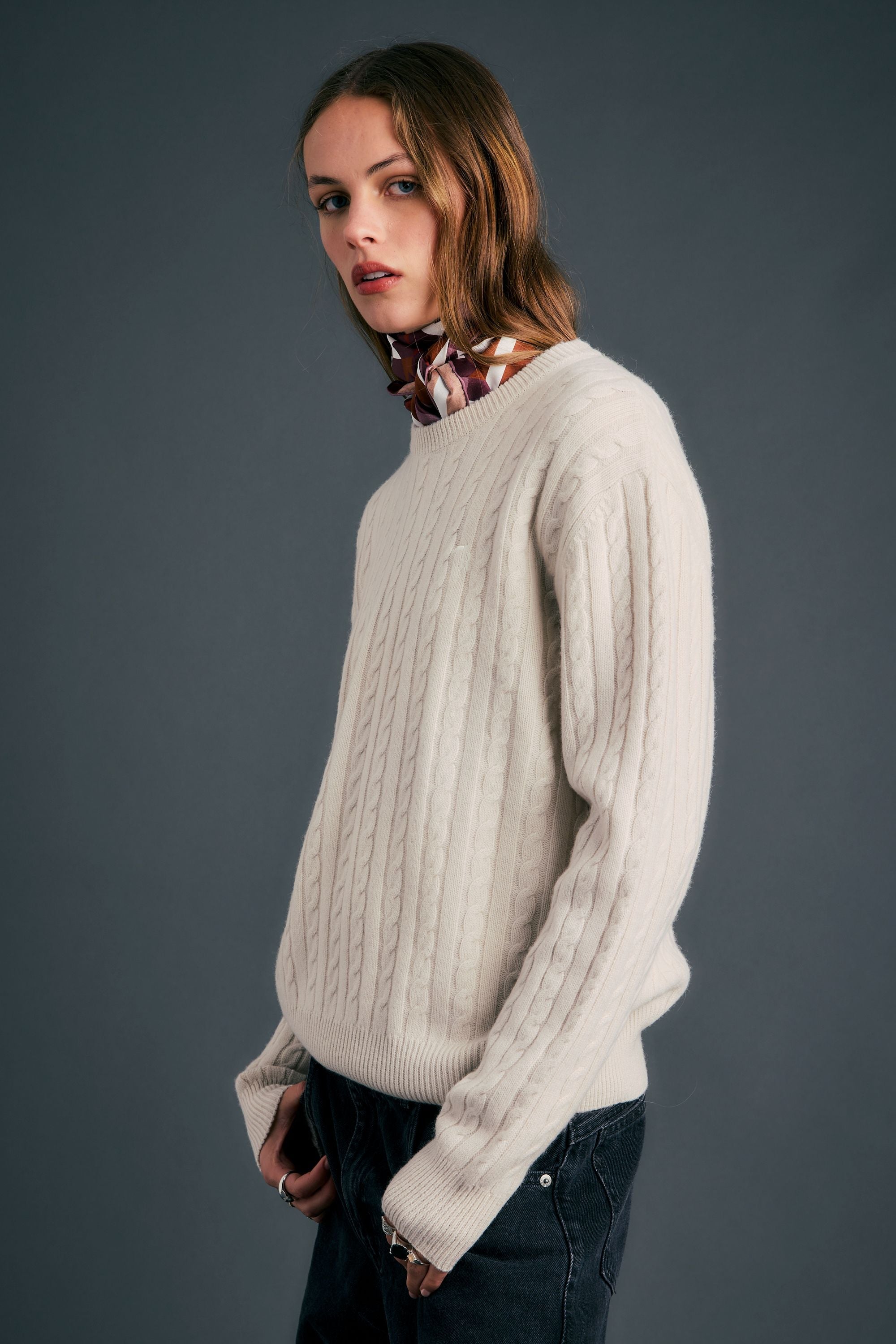 KAREN WALKER CLASSIC CABLE KNIT SWEATER