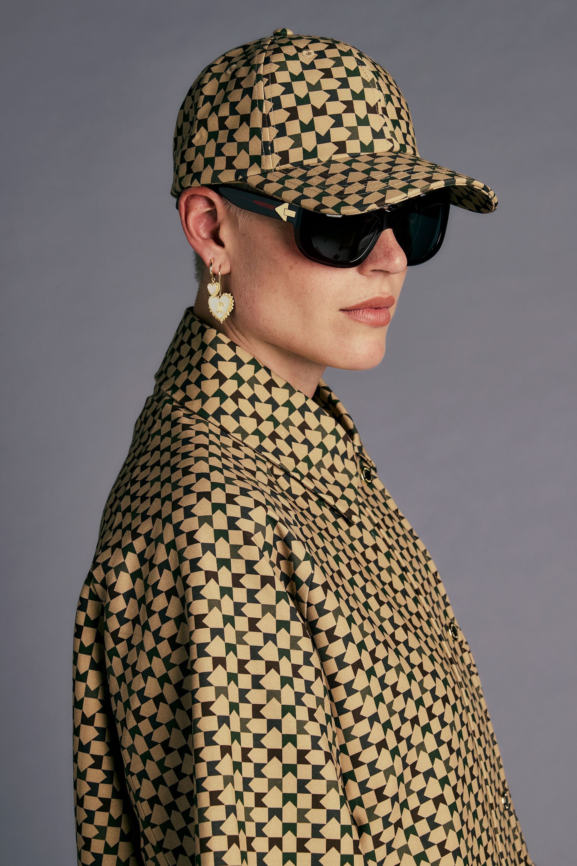 KAREN WALKER MONOGRAM CHECK CAP