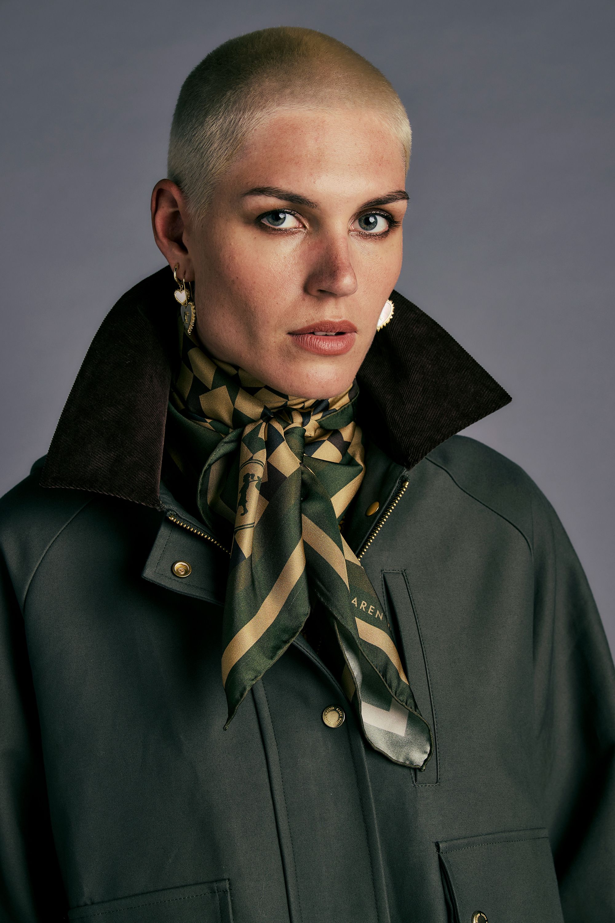 KAREN WALKER MONOGRAM CHECK SCARF