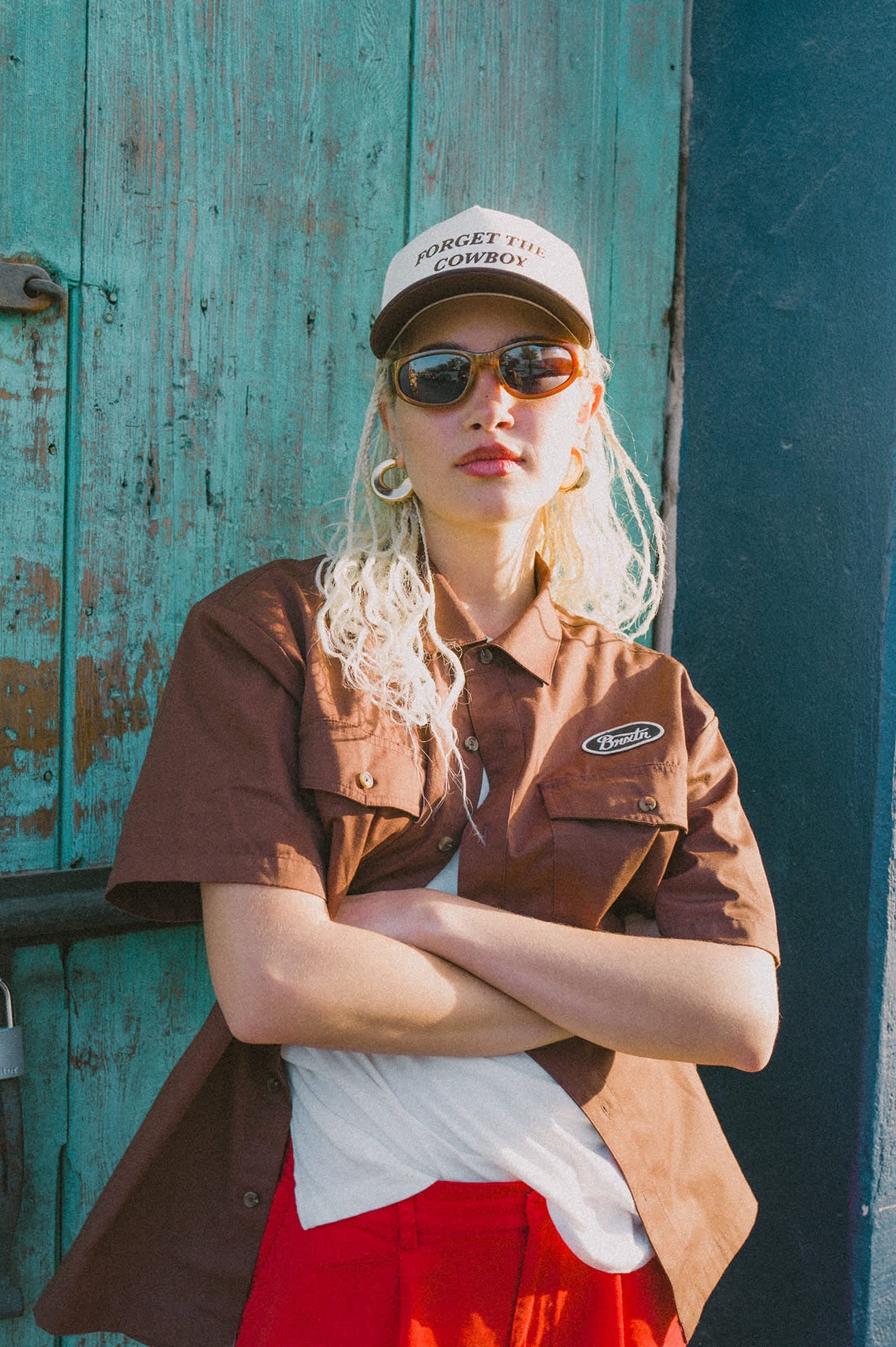 BRIXTON FOR GET THE COWBOY NP MP SNAPBACK - CHOC/OFFWHITE