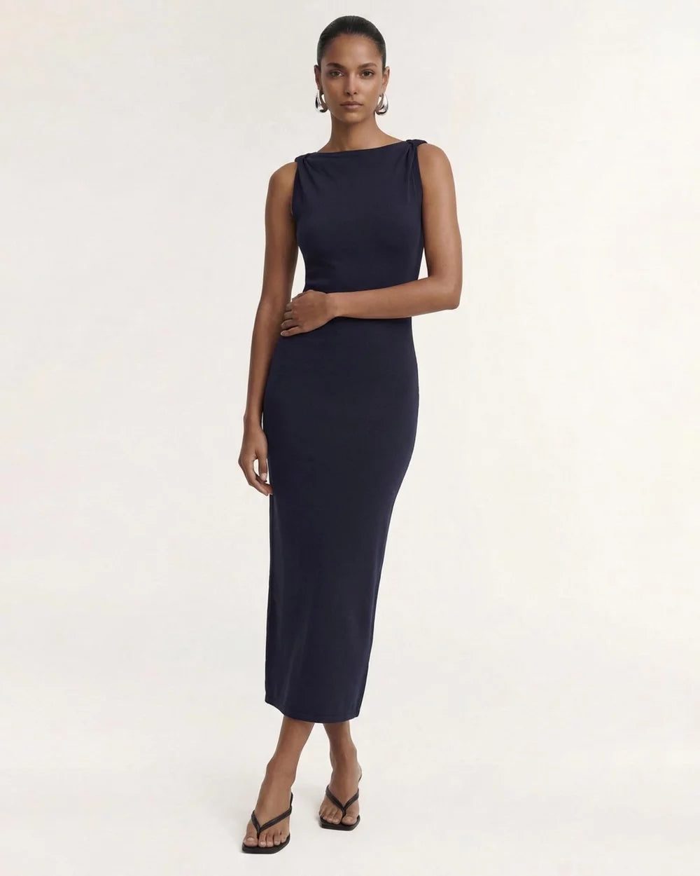 STAPLE THE LABEL LENO KNIT MIDI DRESS