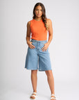 KNEWE ZURI LONGLINE WIDE LEG JORT WITH BELT SHORT